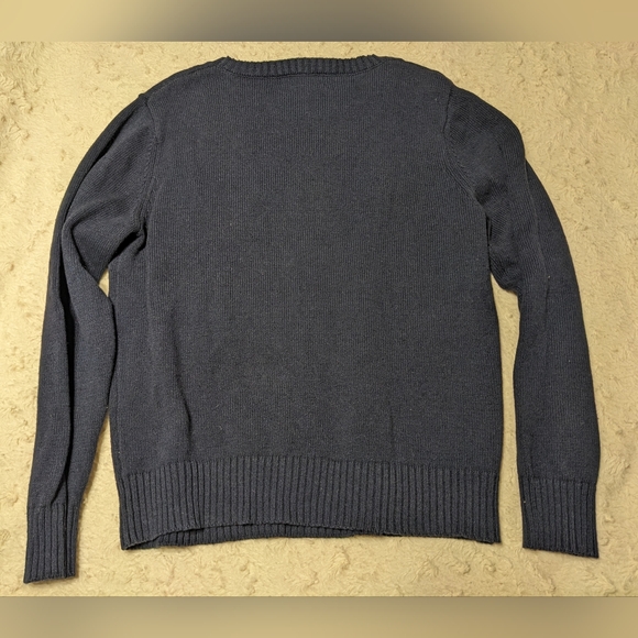 Kiel James Patrick Navy Blue Fox Crest Monogrammed Embroidered Sweater sz M - Picture 6 of 8